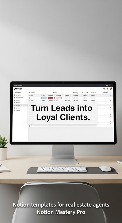 Minimalist workspace with a clean aesthetic a single large monitor displaying a structured Notion le.jpg