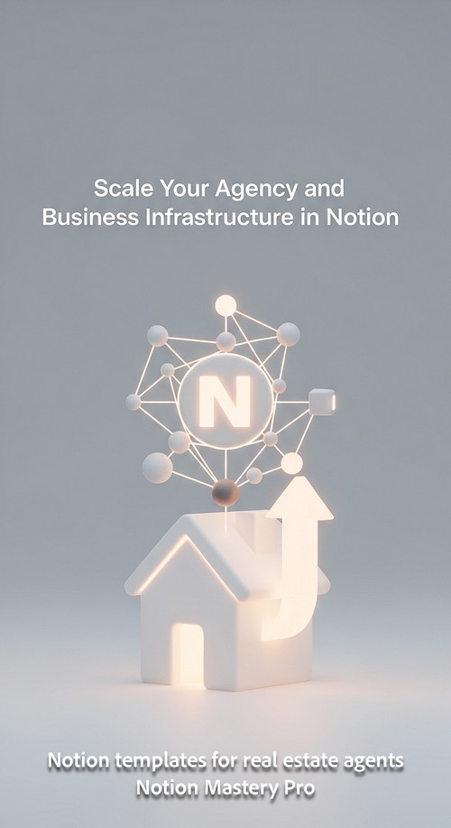 Minimalist 3D icon of a house and a glowing upward arrow with an interconnected data nodes network a.jpg