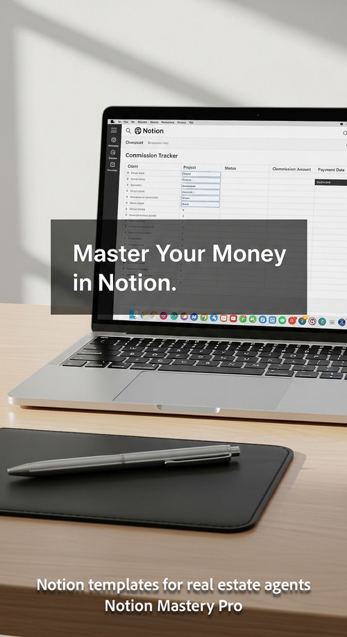 Minimalist desk with a designer pen and a MacBook showing a Notion commission tracker Overlay Master.jpg