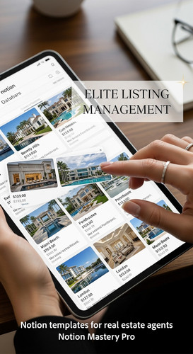 Close up of a hand scrolling through a Notion database of luxury properties Overlay Elite Listing Ma.jpg