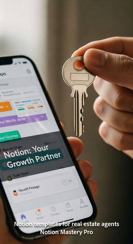 Close up of a hand holding a house key next to a smartphone showing a Notion app Overlay Notion Your.jpg