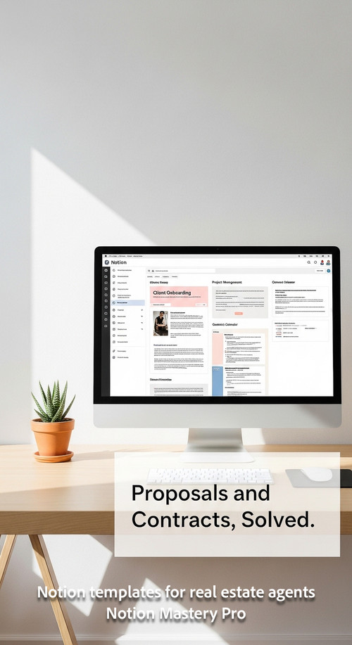 Minimalist workspace with a clean aesthetic and a single succulent screen showing a Notion document .jpg