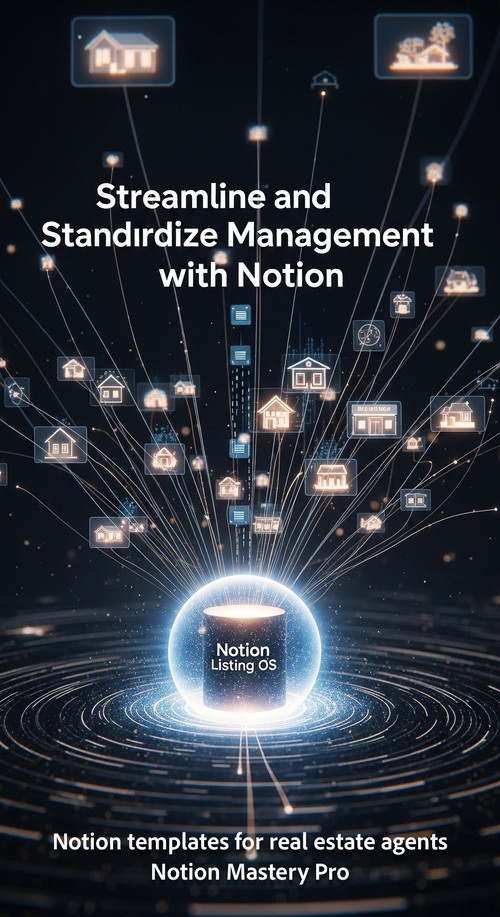 Abstract visualization of glowing property images connected to a central data repository labeled Not.jpg