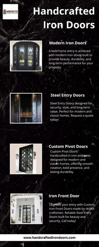 Handcrafted Iron Doors creates custom iron doors that add beauty, security and value to your home. Visit our Sarasota showroom today or visit at: https://handcraftedirondoors.com/