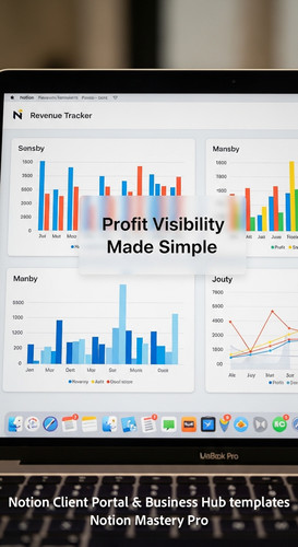 169 Closeup of a MacBook Pro showing a Notion Revenue Tracker with colorful monthly charts Overlay P.jpg