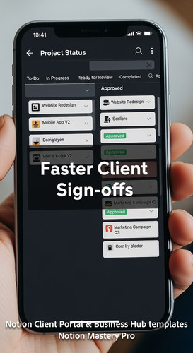 173 Closeup of a smartphone showing a Notion Project Status board with Approved status labels Overla.jpg