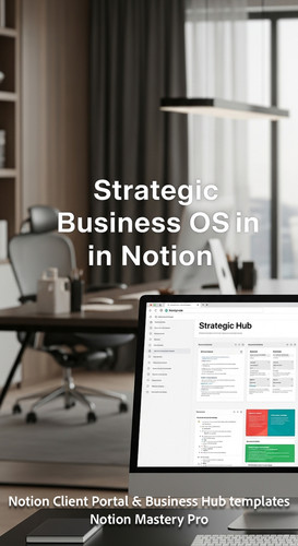 175 Blurred interior of a highend consultancy foreground monitor showing a Notion Strategic Hub Over.jpg