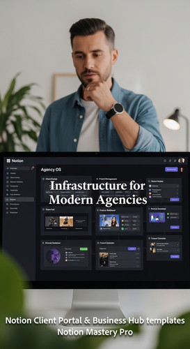54 Blurred background of a techsavvy agency owner foreground screen with a Notion OS Overlay Infrast.jpg