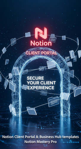 125 Abstract 3D rendering of a Client Portal entry gate with a glowing Notion logo and digital file .jpg