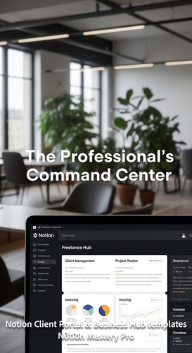 303 Blurred interior of a modern coworking space foreground screen showing a Notion Freelance Hub Ov.jpg