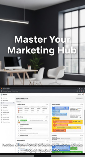 262 Blurred background of a highend design studio foreground screen showing a Notion Content Planner.jpg
