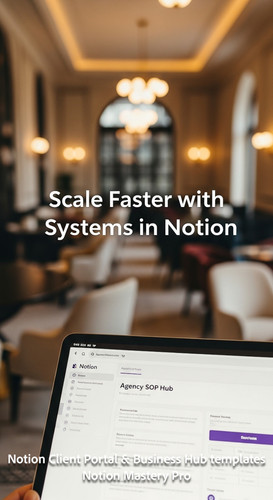 266 Blurred background of a luxury coworking space foreground tablet showing a Notion Agency SOP Hub.jpg