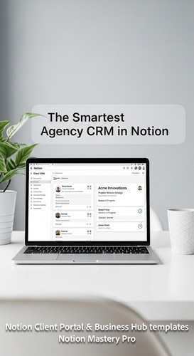 263 Minimalist white desk with a laptop showing a Notion Client CRM with detailed profile cards Over.jpg