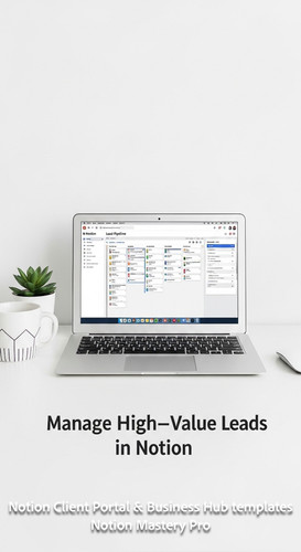 118 Minimalist white workspace with a laptop showing a Notion Lead Pipeline Overlay Manage HighValue.jpg