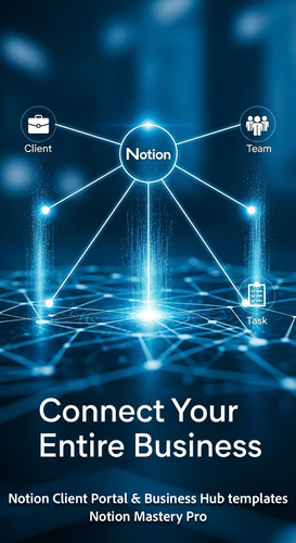 70 Abstract glowing blue network connecting a Notion logo to Client Team and Task icons Overlay Conn.jpg