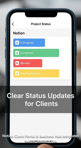 69 Closeup of a smartphone showing a Notion Project Status with colorful labels Overlay Clear Status.jpg