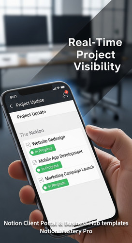 73 Closeup of a smartphone showing a Notion Project Update list with In Progress status Overlay Real.jpg