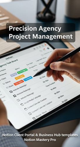 346 Hand using a stylus on a tablet showing a Notion Agency Task Board with timetracking columns Ove.jpg