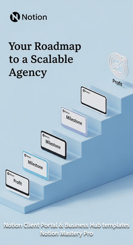 348 Abstract 3D staircase where each step is a Notion Milestone card leading to a Profit icon Overla.jpg