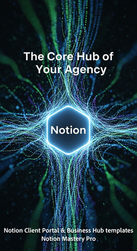 343 Abstract visualization of data streams flowing into a central hexagonal Notion Business OS logo .jpg