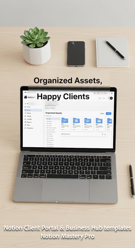 184 Topdown desk shot MacBook showing a Notion Client Portal with a clean file manager Overlay Organ.jpg