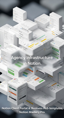 187 Abstract 3D blocks with Notion UI snippets forming a central Business Hub structure Overlay Agen.jpg