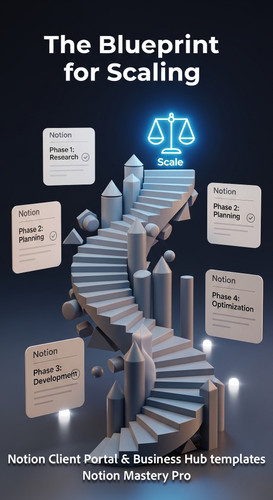 42 Abstract 3D stairs leading to a glowing Scale icon with Notion Process cards on the side Overlay .jpg