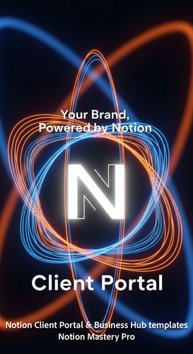 42 Abstract glowing lines forming a Client Portal icon with a prominent Notion N Overlay Your Brand .jpg