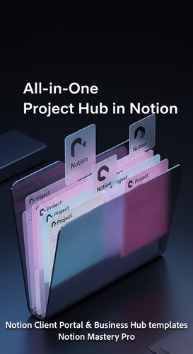92 Abstract 3D render of a 3D folder with glowing Notion Project cards Overlay AllinOne Project Hub .jpg