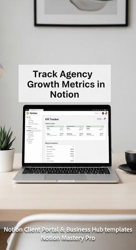 93 Minimalist desk with a black coffee cup and a laptop showing a Notion KPI Tracker Overlay Track A.jpg