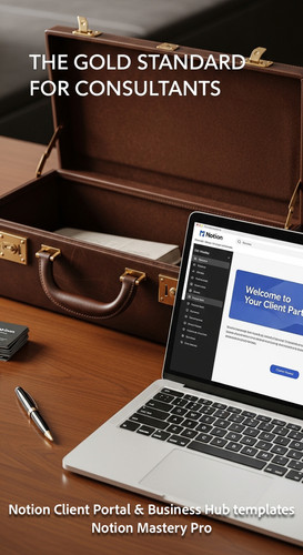 48 Closeup of a designer briefcase next to a laptop showing a Notion Client Portal welcome message O.jpg