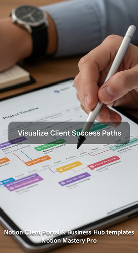 45 Closeup of a hand using a stylus on a tablet showing a Notion Project Timeline Overlay Visualize .jpg