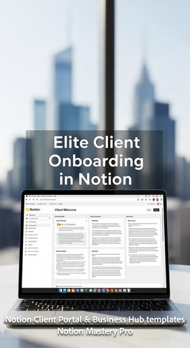 325 Blurred background of a sleek highrise office foreground laptop showing a Notion Client Welcome .jpg