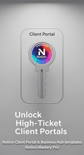 189 Minimalist 3D render of a digital Key with a Notion logo inside a Client Portal frame Overlay Un.jpg