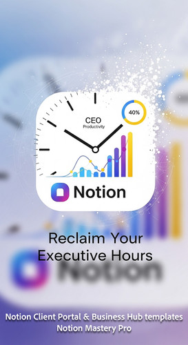 235 Abstract visualization of a clock face merging with a Notion logo and a CEO Productivity metric .jpg