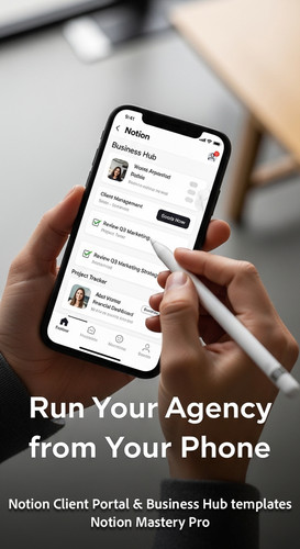 98 Closeup of a hand checkmarking a task in a Notion Business Hub mobile app Overlay Run Your Agency.jpg