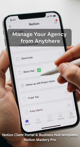 276 Closeup of a hand checkmarking a task in a Notion Client Hub app on a smartphone Overlay Manage .jpg