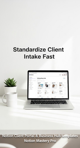 201 Minimalist white workspace with a laptop showing a Notion Onboarding Hub Overlay Standardize Cli.jpg