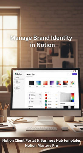 199 Blurred background of a designer studio foreground monitor showing a Notion Asset Hub Overlay Ma.jpg