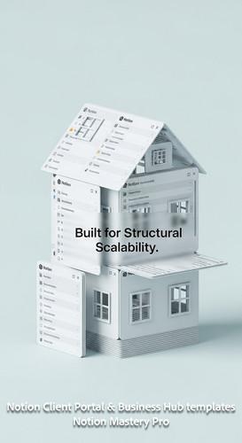 138 Minimalist 3D render of a 3D house made of digital Notion database cards and list views Overlay .jpg