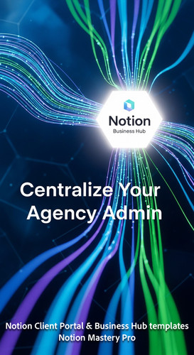 145 Abstract visualization of data streams flowing into a central hexagonal Notion Business Hub logo.jpg