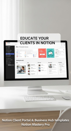 152 Minimalist white office desk with a large monitor displaying a Notion Client Resource Library Ov.jpg