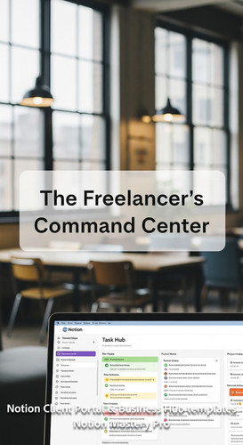 63 Blurred interior of a modern coworking space foreground screen showing a Notion Task Hub Overlay .jpg