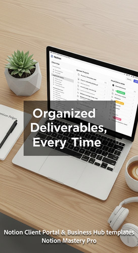 283 Topdown desk shot MacBook showing a Notion Client Hub with a clean file and asset manager Overla.jpg