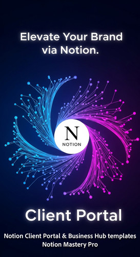282 Abstract glowing lines forming a Client Portal symbol with a prominent Notion logo Overlay Eleva.jpg
