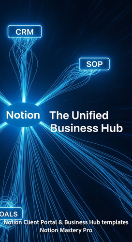207 Abstract glowing blue network connecting a Notion logo to CRM SOP and Goals Overlay The Unified .jpg