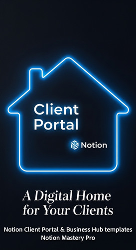 158 Abstract glowing blue lines forming a house shape with Client Portal text and a Notion logo Over.jpg