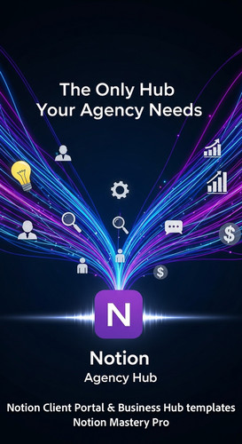 74 Abstract visualization of business icons flowing into a central Notion Agency Hub icon Overlay Th.jpg