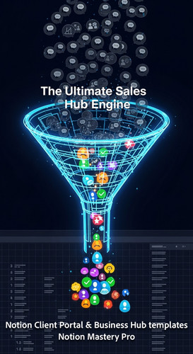 365 Abstract visualization of a funnel turning lead icons into client icons inside a Notion grid dat.jpg