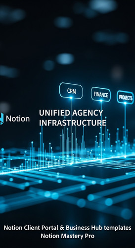 66 Abstract glowing blue network connecting a Notion logo to CRM Finance and Projects Overlay Unifie.jpg